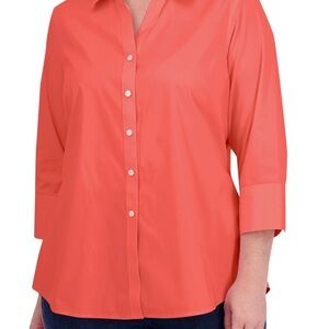 Foxcroft Non-Iron Stretch 3/4 Sleeve Blouse Button-Up Size 6